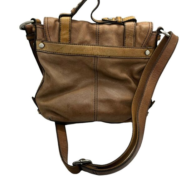 Fossil ZB4501 Womens Caramel Maddox Organizer Flap Turn Lock Satchel Handbag - Picture 2 of 12